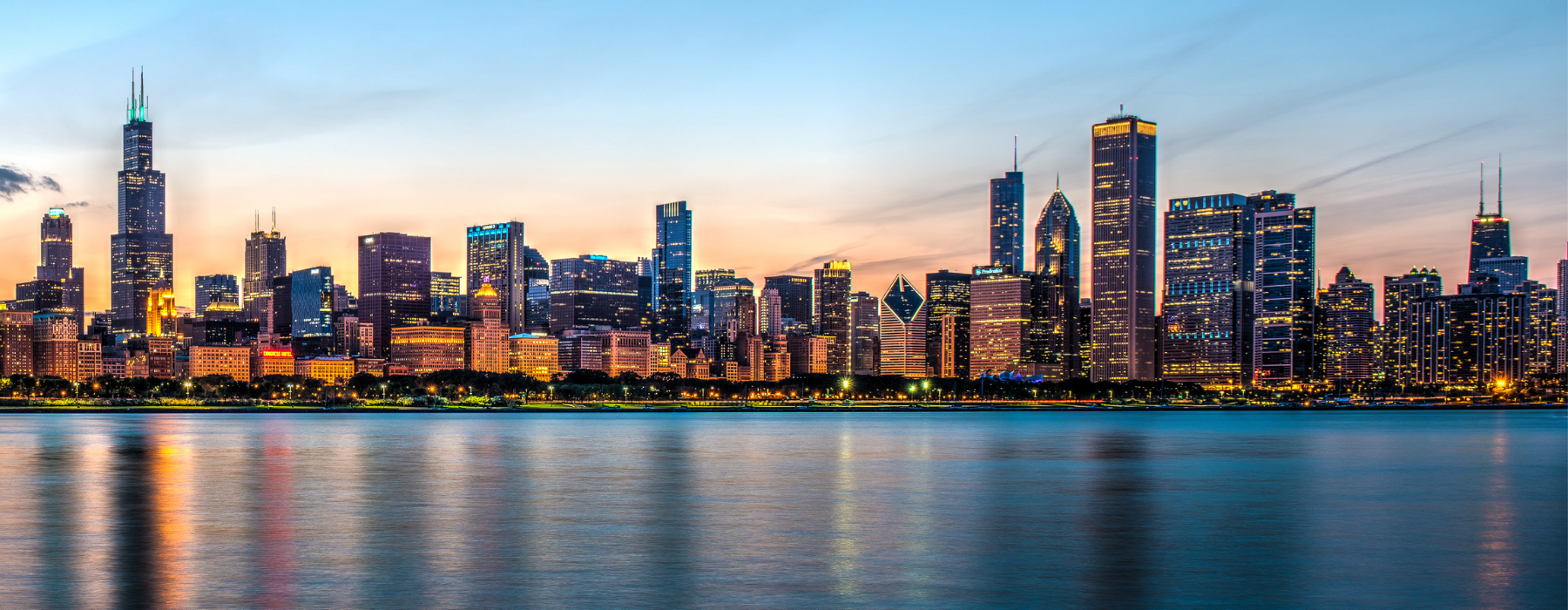 Chicago City skyline at dusk